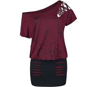 Full Volume by EMP Mujer Vestido Corto Negro-Rojo con Recortes L