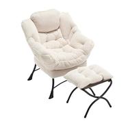 fullarrive Sillón con taburete, sillón de relax, sillón de lectura, moderno, salón, oficina, cómodo reposabrazos, color verde claro