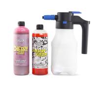 FULLCARX Kit Champús con Pulverizador a Presión Automático Eléctrico, Champú Espuma Activa Snow Foam PH Neutro, Champú Jabón Rosa Cherry Foam, Limpieza Exterior Coche, Productos Detailing Profesional
