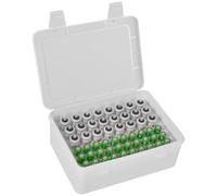 FULLCASE Organizador de almacenamiento de baterías con capacidad para 54 pilas AA AAA, cajas de garaje, dispensador de organización de cajones para el hogar (solo caja), color blanco