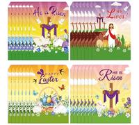 Fullhawl 120 bolsas He Is Risen de 5.12 x 8.27 pulgadas, bolsas de regalo de Pascua con texto en inglés "He Is Risen", bolsas de papel religiosas para aperitivos cristianos de primavera, suministros