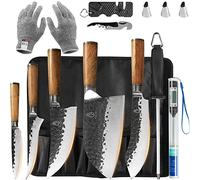 FULLHI Juego de cuchillos japoneses de chef, juego de cuchillos de cocina con funda para cuchillos, cuchillo de chef de acero inoxidable con mango de palisandro (11 PCS)