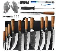 FULLHI Juego de cuchillos japoneses de chef, juego de cuchillos de cocina con funda para cuchillos, cuchillo de chef de acero inoxidable con mango de palisandro (17 PCS)