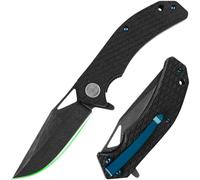 FULLHI Navaja de bolsillo plegable 3.26" D2, hoja de acero G10, mango EDC con clip de bolsillo, para hombres y mujeres, cuchillo afilado de camping supervivencia