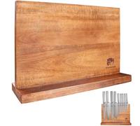 FULLHI Soporte magnético de doble cara para cuchillos de madera de acacia con tiras magnéticas Stronge estante organizador de cuchillos de cocina herramientas (30 * 24.8CM)