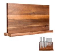 FULLHI Soporte magnético de doble cara para cuchillos de madera de acacia con tiras magnéticas Stronge estante organizador de cuchillos de cocina herramientas (40.3 * 21.5CM)