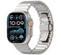 Fullife Compatible con Apple Watch, correa de acero inoxidable de 49 mm, 46 mm, 45 mm, 44 mm, correa de repuesto de metal para iWatch Ultra 3 2 1, Serie 11 10 9 8 7 6 5 4 SE, titanio