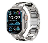 Fullife Correa de acero inoxidable compatible con Apple Watch 49 mm, 46 mm, 45 mm, 44 mm, correa de repuesto de metal para iWatch Ultra 2/Ultra, Serie 10 9 8 7 6 SE 5 4, titanio