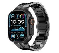 Fullife Correa de acero inoxidable compatible con Apple Watch 49 mm, 46 mm, 45 mm, 44 mm, correa de repuesto de metal para iWatch Ultra 2/Ultra, Serie 10 9 8 7 6 SE 5 4, negro