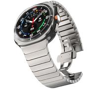 FULLIFE Correas de metal de 24 mm de ancho compatibles con Samsung Galaxy Watch Ultra de 47 mm, accesorios para hombres y mujeres, cierre plegable de eslabones de acero inoxidable, correa sin huecos