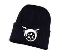 Fullmet-al Alchemi-st Gorra Invierno Hombre, Gorro Tejido Ultra Suave y Cómodo, Gorro Grueso y Térmica, para Bicicleta, Impresión(Black14)