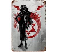 Fullmetal Alchemist Crimson Lust Theme Pattern Iron Mural Retro Rust Painting Tin Sign Funny Aluminum Novedad Sign Decoración de pared para el hogar, jardín, cueva, bares, clubes, cafeterías, regalo