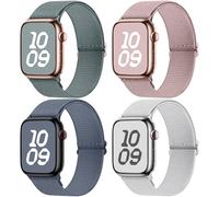 Fullmosa 4 Pack Correa Resistente al Agua Compatible con Apple Watch 44mm 46mm 45mm 49mm 42mm,Correa Nylon Elástico Deportiva para iWatch Ultra 3/2/1 Series 11 10 9 8 7 6 5 4 3 2 1 Para Mujer y Hombre