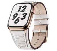 Fullmosa Correa Cuero Compatible con Apple Watch 40mm 38mm 41mm Hombre,Correa Repuesto de Piel Grano Superior para iWatch Series 11 10 9 8 7 6 5 4 3 2 1 y SE 3 2 1,Blanco y Oro rosa