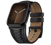 Fullmosa Correa Cuero Compatible con Apple Watch 40mm 38mm 41mm Hombre,Correa Repuesto de Piel Grano Superior para iWatch Series 11 10 9 8 7 6 5 4 3 2 1 y SE 3 2 1,Negro