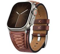 Fullmosa Correa Cuero Compatible con Apple Watch Ultra 3/2/1 49mm 46mm 45mm 44mm 42mm Hombre,Correa Repuesto de Piel Grano Superior para iWatch Series 11 10 9 8 7 6 5 4 3 2 1 y SE 3 2 1,Marrón+Plata