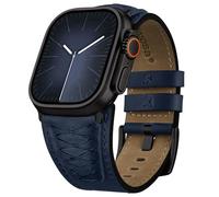 Fullmosa Correa Cuero Compatible con Apple Watch Ultra 3/2/1 49mm 46mm 45mm 44mm 42mm Hombre,Correa Repuesto de Piel Grano Superior para iWatch Series 11 10 9 8 7 6 5 4 3 2 1 y SE 3 2 1,Azul + Negro