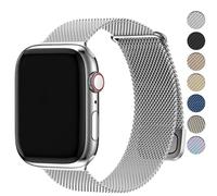 Fullmosa Correa Magnética Compatible con Apple Watch 42mm 41mm 40mm 38mm,Pulseras de Repuesto de Acero Inoxidable Milanese Loop para Series 11 10 9 8 7 6 5 4 3 2 1 SE3/2/1,Plata