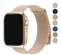 Fullmosa Correa Magnética Compatible con Apple Watch 46mm 45mm 44mm 42mm,Pulseras de Repuesto de Acero Inoxidable Milanese Loop para iWatch Series 11 10 9 8 7 6 5 4 3 2 1 Ultra SE3/2/1,Oro Rosa