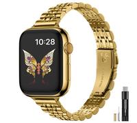 Fullmosa Slim Band Kompatibel mit Apple Watch Armband 42mm(Series 10) 40mm 41mm 38mm, Ersatzarmbänder für SE Series 10 9 8 7 6 5 4 3 2 1,Dünnes Elegant Metall Gliederarmband für Damen Frauen
