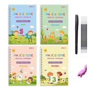 Fullofcarts - Libros de escritura, llenos de carritos de escritura a mano, libros de práctica de ranura mágica, libros mágicos reutilizables, libros de trabajo de escritura a mano, números y letras