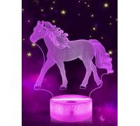 FULLOSUN Regalos de caballo para niña, luces nocturnas 3D para niños, lámpara de ilusión de 16 colores cambiantes con control remoto, regalos de cumpleaños para niños, bebés y niñas