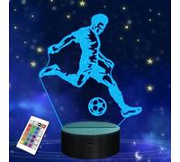 FULLOSUN Soccer Night Light, 3D Optical Illusion Lamp for Soccer Fan, Idea Birthday Xmas Gifts for Sport Fan Boys Girls with Remote Control 16 Color Change + Dim Function + 4 Flash Mode