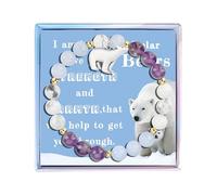 Fullrainbow Pulsera de oso polar plateado para mujer, regalo para amantes de los osos polares, pulsera elástica de oso polar, regalo de animales espirituales para mujeres y niñas, No es una piedra