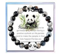 Fullrainbow Pulsera de panda, regalos de panda para mujer, regalos de panda, joyería de panda, regalos inspiradores para mujeres, MIDDLE, Piedra, No es una piedra preciosa