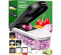 Fullstar Multifuncional Cortador de Verdura Mandolina de Cocina Profesional - Manual Picador de Verduras Patatas Cebolla - Rallador Verduras y Queso - Gadgets Cocina (Compacto 6-en-1 Blanco)