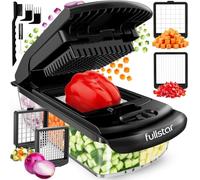 Fullstar Multifuncional Cortador de Verdura y Espiralizador - Picador de Verduras Manual para Cebolla Pepino Patatas Fritas Frutas - Gadgets y Accesorios de Cocina (PRO 2-en-1, Negro)