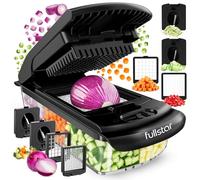 Fullstar Multifuncional Cortador de Verdura y Espiralizador - Picador de Verduras Manual para Cebolla Pepino Patatas Fritas Frutas - Gadgets y Accesorios de Cocina (PRO 4-en-1, Negro)