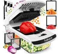 Fullstar Multifuncional Cortador de Verdura y Espiralizador - Picador de Verduras Manual para Cebolla Pepino Patatas Fritas Frutas - Gadgets y Accesorios de Cocina (PRO 2-en-1, Blanco)