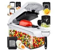 Fullstar Multifuncional Cortador de Verdura y Espiralizador - Picador de Verduras Manual para Cebolla Pepino Patatas Fritas Frutas - Gadgets y Accesorios de Cocina (PRO 9-en-1, Blanco)
