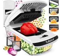 Fullstar Multifuncional Cortador de Verdura y Mandolina Profesional - Juliana Rallador Picadora Manual de Cebolla Pepino Patatas Fritas Queso - Gadgets y Utensilios Cocina (PRO 6-en-1, Blanco)