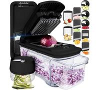 Fullstar Multifuncional Cortador de Verdura y Mandolina Profesional - Juliana Rallador Picadora Manual de Cebolla Pepino Patatas Fritas Queso - Gadgets y Utensilios Cocina (PRO XL 6-en-1, Negro)