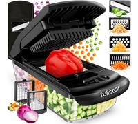 Fullstar Multifuncional Cortador de Verdura y Mandolina Profesional - Juliana Rallador Picadora Manual de Cebolla Pepino Patatas Fritas Queso - Gadgets y Utensilios Cocina (PRO 6-en-1, Negro)