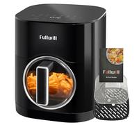 Fullwill Vision Pro - Freidora de aire de 6 cuartos con ventana de visualización, base y calefacción superior, 12 ajustes preestablecidos para alitas de pollo, filete, patatas fritas, pizza y más,