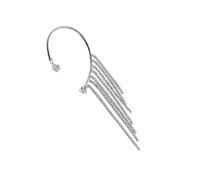 Fully Diamond Tassel Earrings Left Ear Cuff Non-Piercing Earring for Women Elegant Occasion Accessory