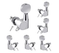 Fully Enclosed Guitar Tuning Pegs | 3 Left + 3 Right Oval Head Knobs for Folk Guitars | Replacement Parts Set for Electric & Acoustic Guitars | Guitar String Tool