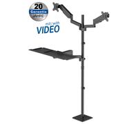 Fully mobile stand for 2 x monitors & keyboard for screens 17' - 32' (