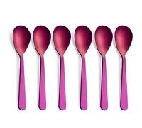 FULLYWARE Cucharas de café Demitasse de color morado mate, cucharas de café con acabado satinado de acero inoxidable, mini cucharaditas, cucharas de azúcar, 4.7 pulgadas, juego de 6