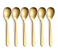 FULLYWARE Cucharas de café Demitasse Gold mate, de acero inoxidable, acabado satinado, mini cucharaditas, cucharas de azúcar, 4.7 pulgadas, juego de 6