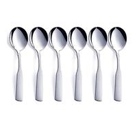 FULLYWARE Cucharas de sopa, cucharas redondas de acero inoxidable de alta resistencia de 6,1 pulgadas, cubiertos de mesa de plata, juego de cubiertos de metal de 6 piezas