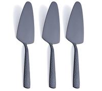 FULLYWARE Servidor de tarta negro mate, de acero inoxidable de 9.4 pulgadas, espátula para pizza, acabado satinado, juego de 3