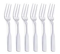FULLYWARE Tenedor de 3 dientes, tenedor de vajilla de acero inoxidable de 7.6 pulgadas, tenedores de postre de cóctel de metal, 6 piezas
