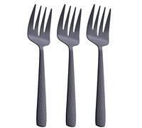 FULLYWARE Tenedor de servicio negro mate, tenedor grande de acero inoxidable de 9.5 pulgadas, resistente, acabado satinado, juego de 3