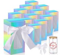 Fulmoon Caja de vidrio de sublimación de 36 vasos con cinta, para San Valentín, para el Día de la Madre, vaso de agradecimiento, caja de exposición, envío de boda, envoltura de regalo de sublimación
