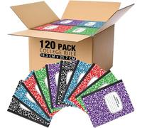 Fulmoon Paquete de 120 cuadernos de composición a granel de 10.12 x 7.2 pulgadas, 30 hojas/60 páginas, cubiertas de mármol, cuadernos de composición para suministros de oficina universitaria, 5