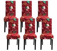 Fuloon 4 6 Piezas Fundas Sillas de Navidad,Fundas para Sillas de Comedor Navideñas Decoración Navideña, Fundas Sillas Comedor Desmontables Lavables para Banquete Hogares Fiesta Décor